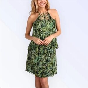 BCBMaxazria Green Silk Dress